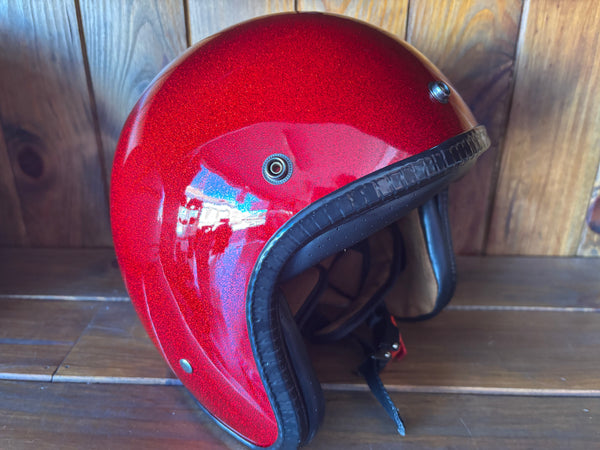 Capacete Jet Vermelho Metal Flakes Helmet Open Face Aberto