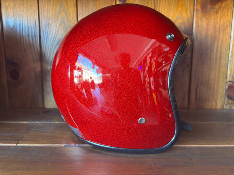 Capacete Jet Vermelho Metal Flakes Helmet Open Face Aberto