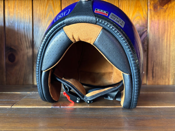 Capacete Jet Azul Metal Flakes Helmet Open Face Aberto