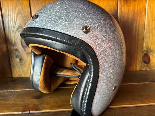 Capacete Jet Brite Silver  Metal Flakes Helmet Open Face Aberto