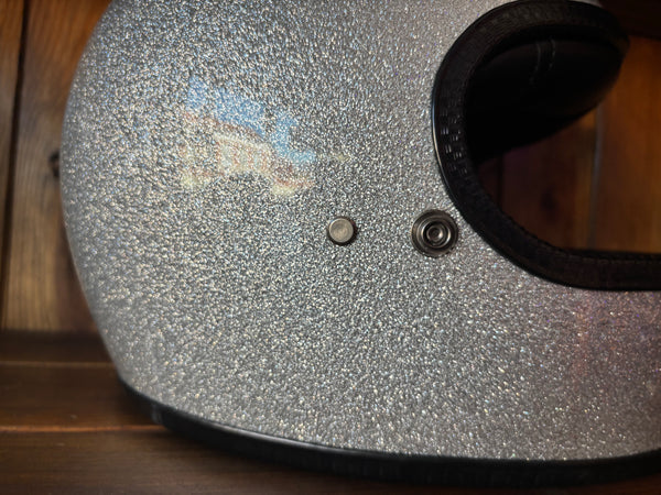 Capacete Vintage Brite Silver Metal Flakes Helmet Open Face Aberto