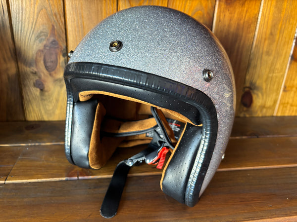 Capacete Jet Brite Silver  Metal Flakes Helmet Open Face Aberto