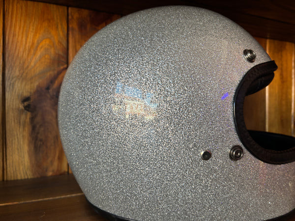Capacete Vintage Brite Silver Metal Flakes Helmet Open Face Aberto