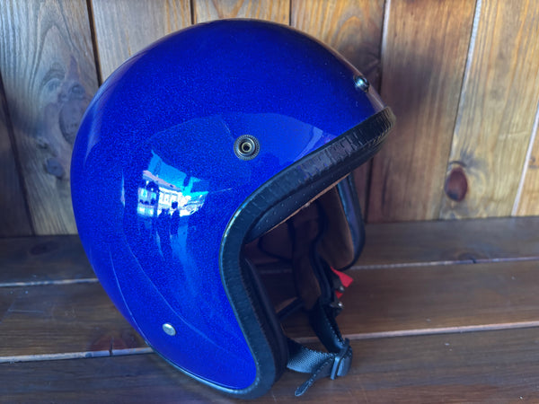 Capacete Jet Azul Metal Flakes Helmet Open Face Aberto