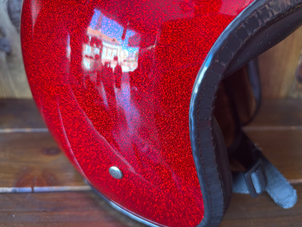 Capacete Jet Vermelho Metal Flakes Helmet Open Face Aberto