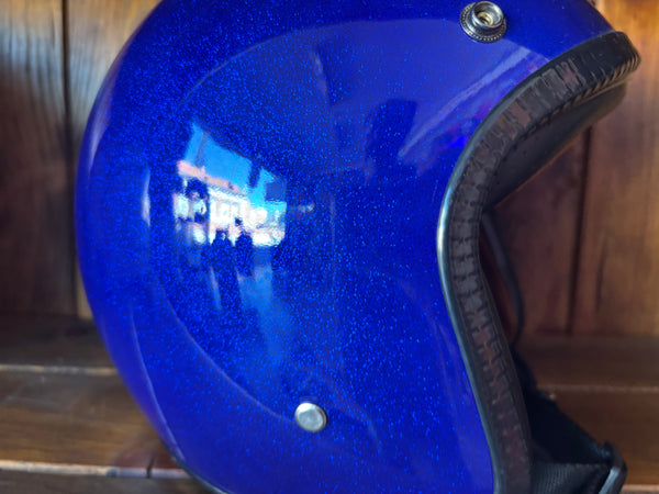 Capacete Jet Azul Metal Flakes Helmet Open Face Aberto