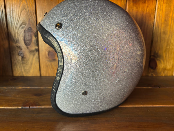 Capacete Jet Brite Silver  Metal Flakes Helmet Open Face Aberto