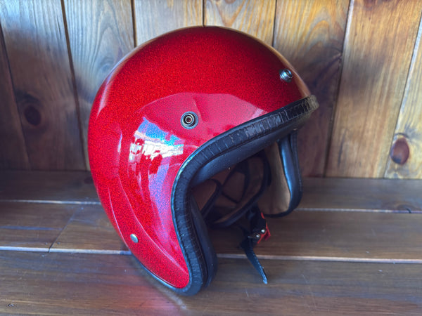 Capacete Jet Vermelho Metal Flakes Helmet Open Face Aberto