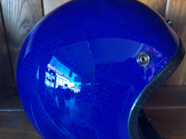 Capacete Jet Azul Metal Flakes Helmet Open Face Aberto