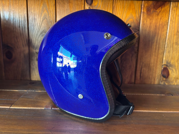 Capacete Jet Azul Metal Flakes Helmet Open Face Aberto