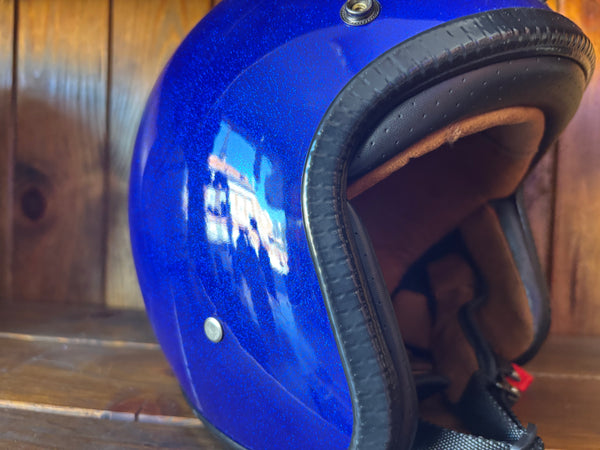 Capacete Jet Azul Metal Flakes Helmet Open Face Aberto