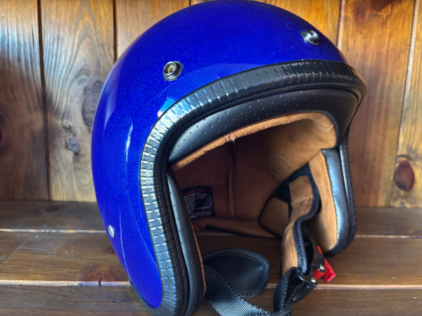 Capacete Jet Azul Metal Flakes Helmet Open Face Aberto