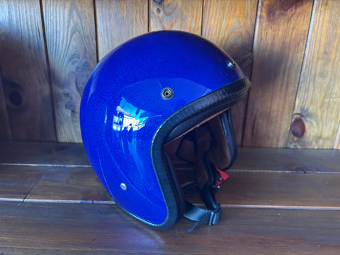 Capacete Jet Azul Metal Flakes Helmet Open Face Aberto