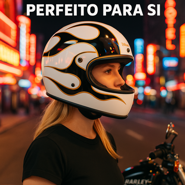 Capacete Biltwell Gringo S Gloss White Black Flames