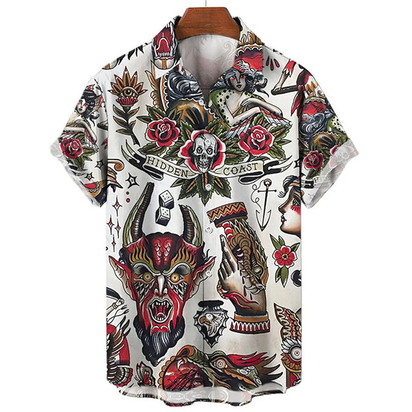 Camisa Hawaii Style Aloha Havaiana Rock n Roll