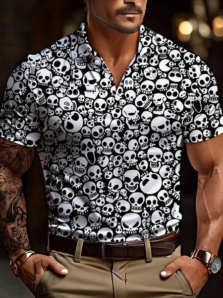 Camisa Hawaii Style Aloha Havaiana Caveira Skull Calavera