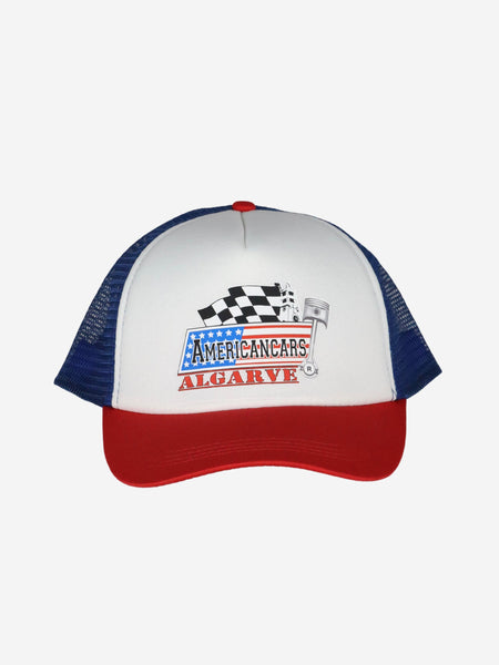 Boné Cap Trucker Americancars Algarve Red Blue White Bordado