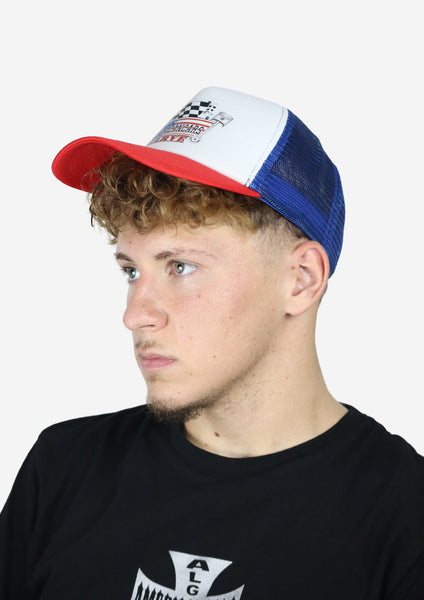Boné Cap Trucker Americancars Algarve Red Blue White Bordado