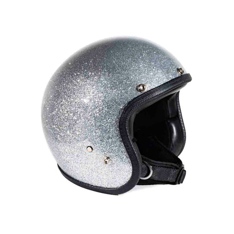 Capacete Jet Brite Silver  Metal Flakes Helmet Open Face Aberto