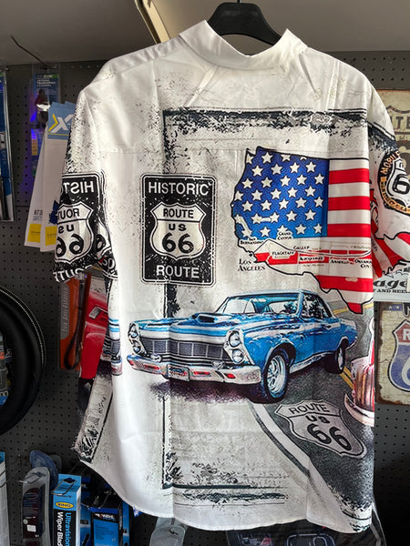 Camisa Hawaii Style Aloha Havaiana Route 66 Car