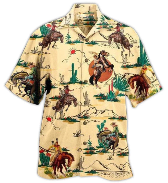 Camisa Hawaii Style Aloha Havaiana Cowboy Cowgirl