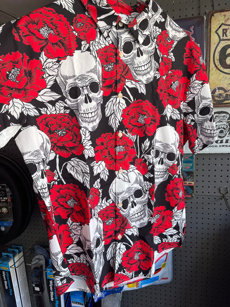 Camisa Hawaii Style Aloha Havaiana Skull