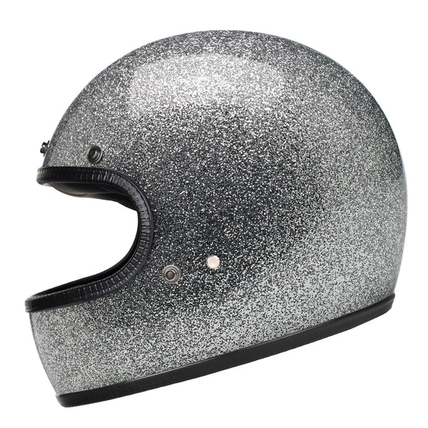 Capacete Vintage Brite Silver Metal Flakes Helmet Open Face Aberto