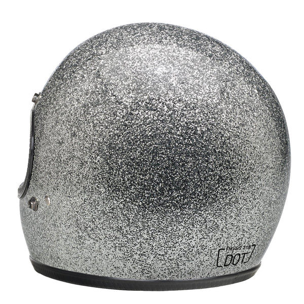 Capacete Vintage Brite Silver Metal Flakes Helmet Open Face Aberto
