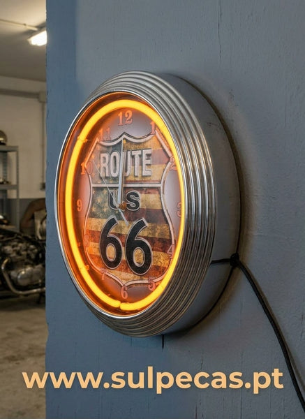 Relógios de parede Néon Route 66