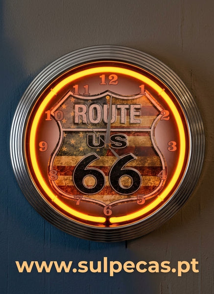 Relógios de parede Néon Route 66