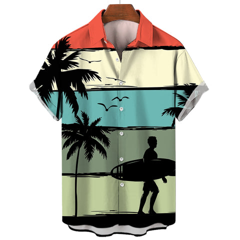 Camisa Hawaii Style Aloha Havaiana Surf Stripe