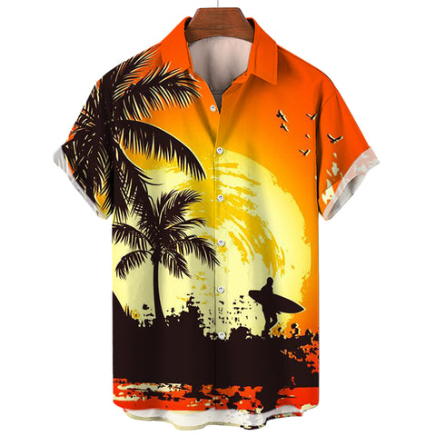 Camisa Hawaii Style Aloha Havaiana Sunset Surf