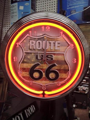 Relógios de parede com néon Harley Davidson Ford Mustang Route 66