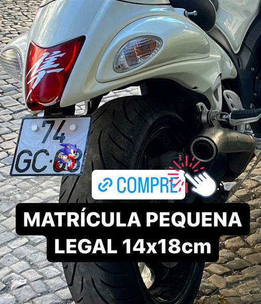 Matrícula Mota Pequena Legal 14x18 Motociclo Acrílica Moto