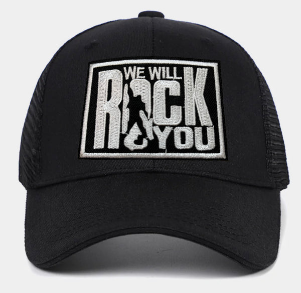 Boné Trucker Cap Rede Bordado We Will Rock You